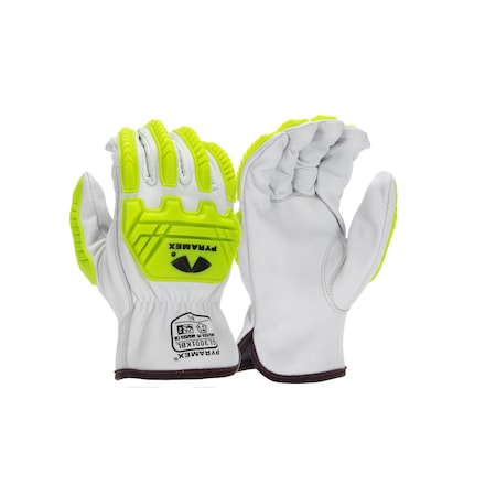 Pyramex Leather Drivers Gloves, Grain Goatskin, Slip-On, Keystone Thumb, Gunn Cut, White, L 1 PR GL3001KBL
